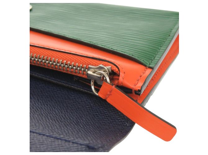 Louis Vuitton Portefeuille Flore Epi Long Wallet Verde Arancione Blu navy - vista 10
