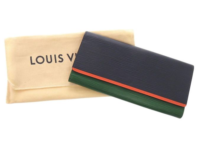 Louis Vuitton Portefeuille Flore Epi Long Wallet Verde Arancione Blu navy - vista 2