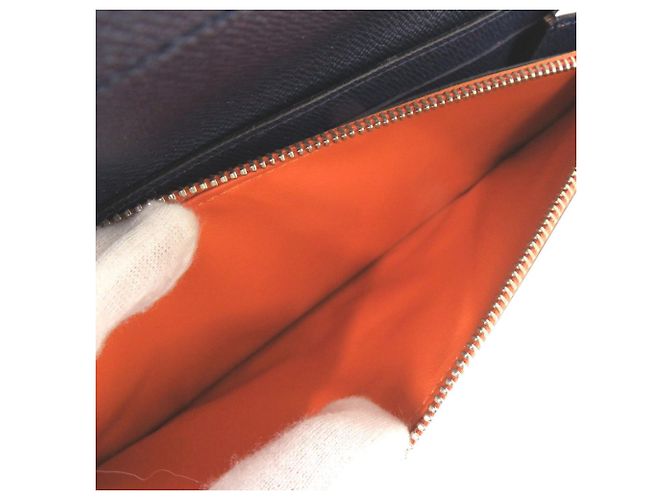 Louis Vuitton Portefeuille Flore Epi Long Wallet Verde Arancione Blu navy - vista 7