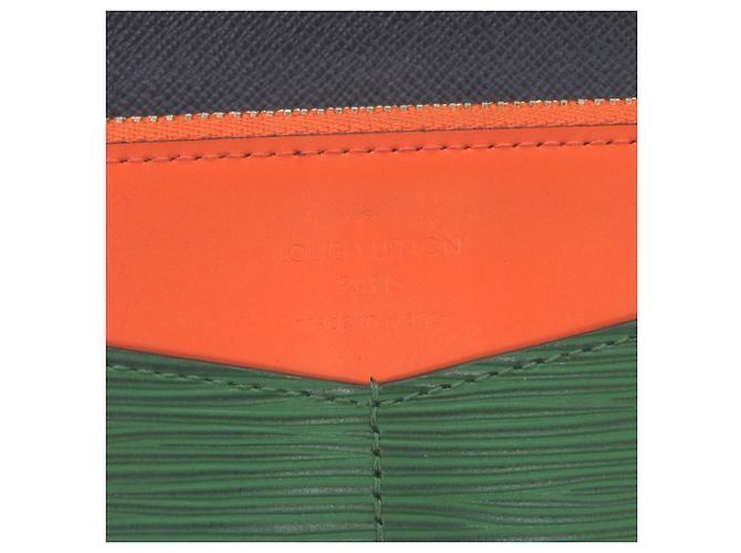 Louis Vuitton Portefeuille Flore Epi Long Wallet Verde Arancione Blu navy - vista 8