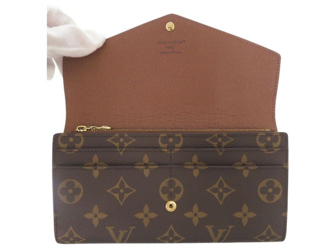 Louis Vuitton Portefeuille Sarah Monogram Long Wallet Marrone Monogramma - vista 5