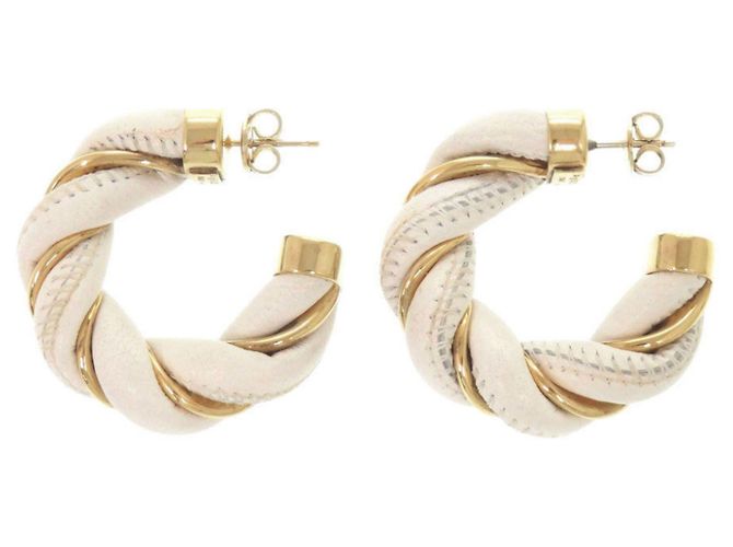 Orecchini a cerchio Twist Bottega Veneta Bianco D'oro - vista 2