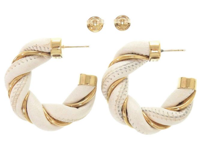 Orecchini a cerchio Twist Bottega Veneta Bianco D'oro - vista 3