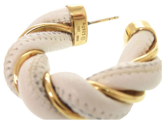 Orecchini a cerchio Twist Bottega Veneta Bianco D'oro - vista 4