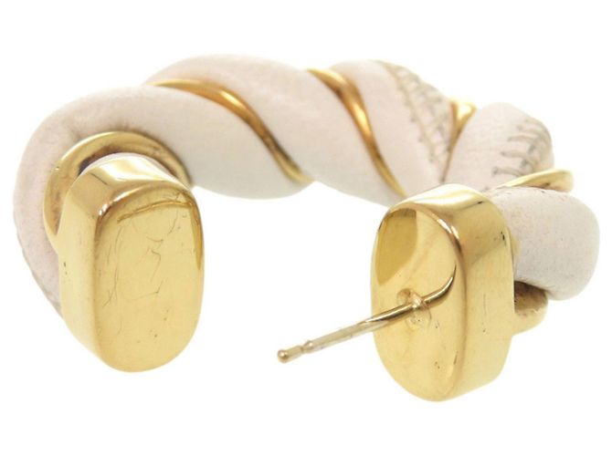 Orecchini a cerchio Twist Bottega Veneta Bianco D'oro - vista 5
