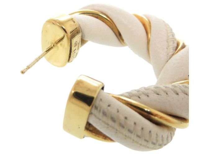 Orecchini a cerchio Twist Bottega Veneta Bianco D'oro - vista 7