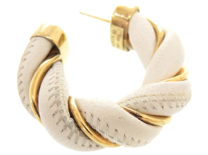 Orecchini a cerchio Twist Bottega Veneta Bianco D'oro - vista 8