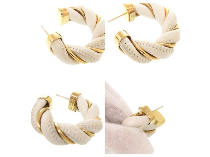 Orecchini a cerchio Twist Bottega Veneta Bianco D'oro - vista 9