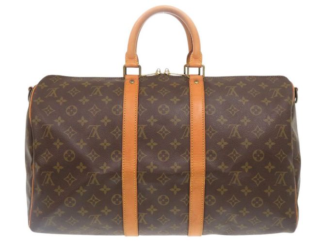 Louis Vuitton Keepall Bandoulière 45 Monogram Boston Bag Marrone Monogramma - vista 2