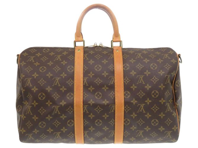 Louis Vuitton Keepall Bandoulière 45 Boston Bag Marrone Monogramma - vista 2