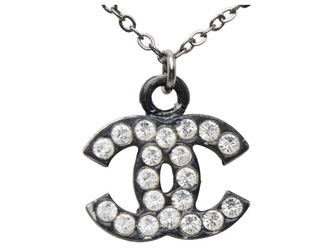 Collar Chanel Coco Mark Negro Plata - vista 2