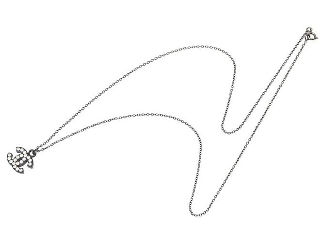Collar Chanel Coco Mark Negro Plata - vista 4