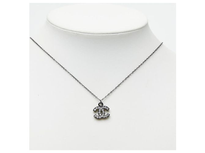 Collar Chanel Coco Mark Negro Plata - vista 6