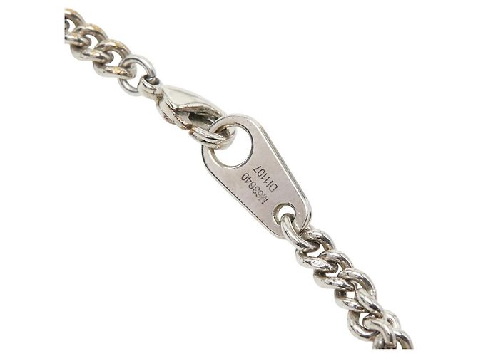 Louis Vuitton Monogram Eclipse Collier Plaque Chain Necklace Argento - vista 9