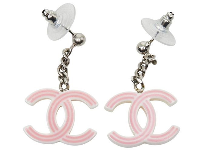 Chanel Coco Mark Stecker-Ohrringe Silber Pink Roh - Ansicht 2