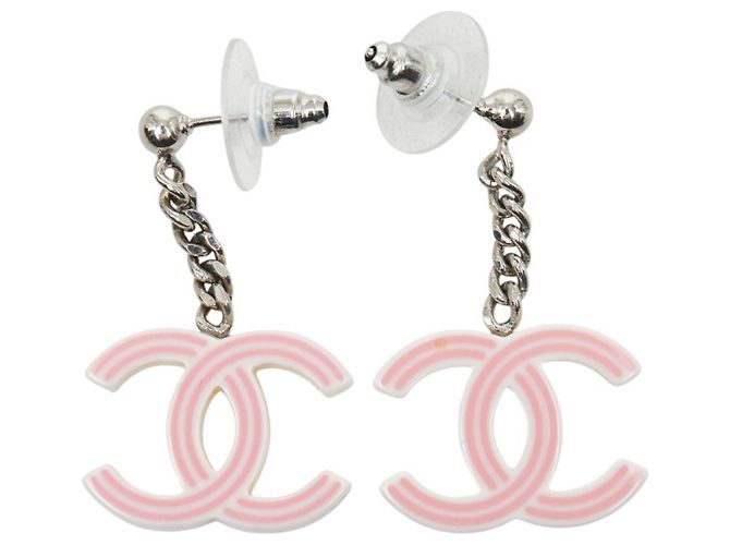 Chanel Coco Mark Stecker-Ohrringe Silber Pink Roh - Ansicht 3