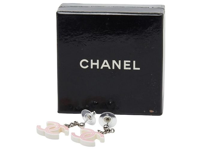 Chanel Coco Mark Stecker-Ohrringe Silber Pink Roh - Ansicht 4