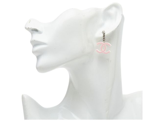 Chanel Coco Mark Stecker-Ohrringe Silber Pink Roh - Ansicht 5
