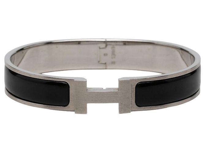 Hermès Hermes Click HH T5 XL Emaille-Armband Schwarz Silber - Ansicht 2
