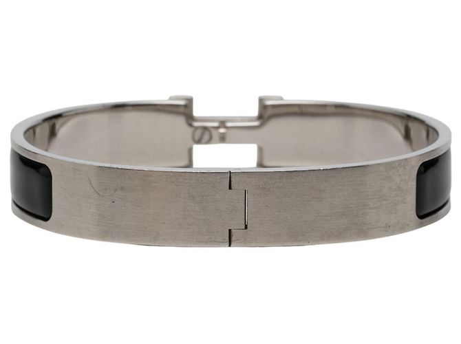 Hermès Hermes Click HH T5 XL Emaille-Armband Schwarz Silber - Ansicht 4
