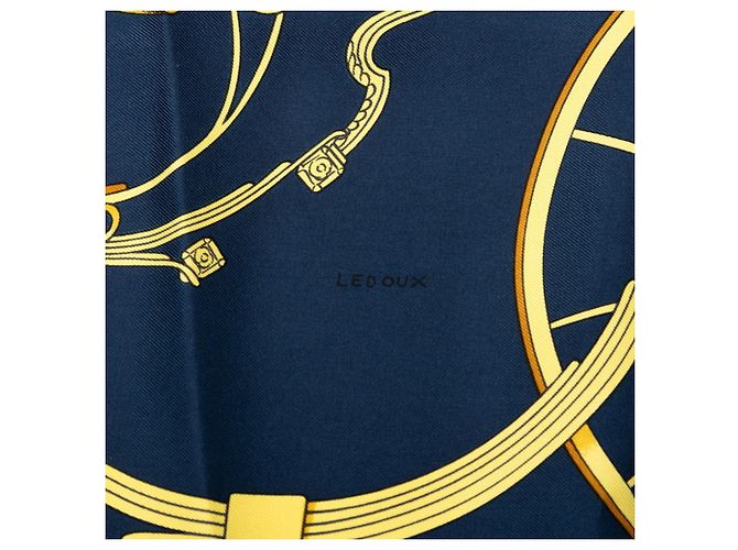 Hermès Foulard di seta Hermes Carre 90 Springs in Navy Blu navy - vista 4