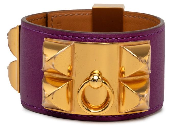 Hermès Bracciale con Charm Hermes Collier de Chien D'oro Porpora - vista 3