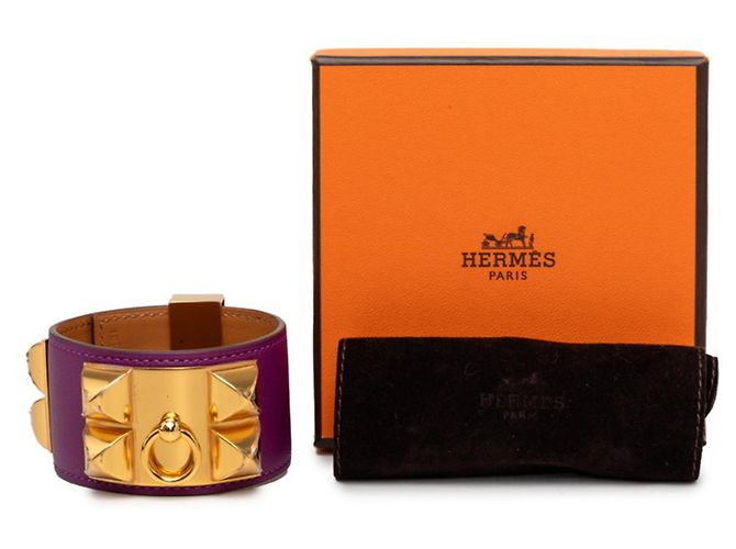 Hermès Bracciale con Charm Hermes Collier de Chien D'oro Porpora - vista 7