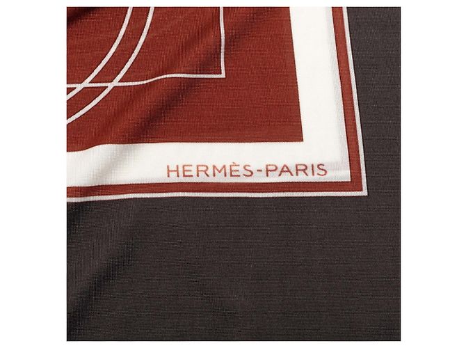 Hermès Foulard Hermes Smooth Carre 90 Ex-Libris Marrone Multicolore - vista 5