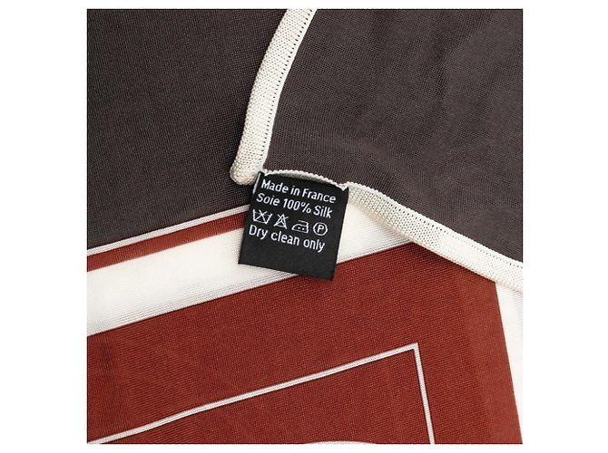 Hermès Foulard Hermes Smooth Carre 90 Ex-Libris Marrone Multicolore - vista 7