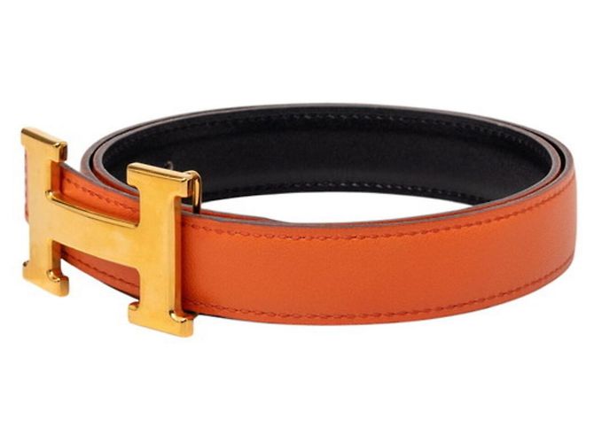 Hermès Cinturón Hermes Constance H-Belt Negro Naranja - vista 2