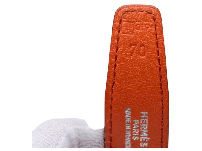 Hermès Cinturón Hermes Constance H-Belt Negro Naranja - vista 5