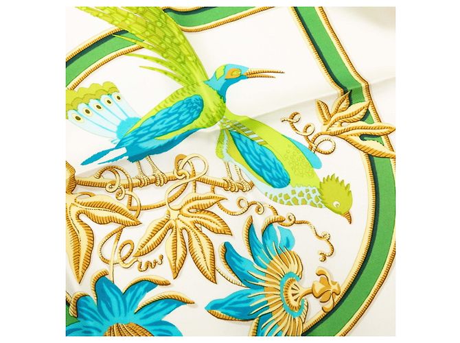 Hermès Foulard Hermes Carre 90 Caraibes Bianco Blu navy - vista 6