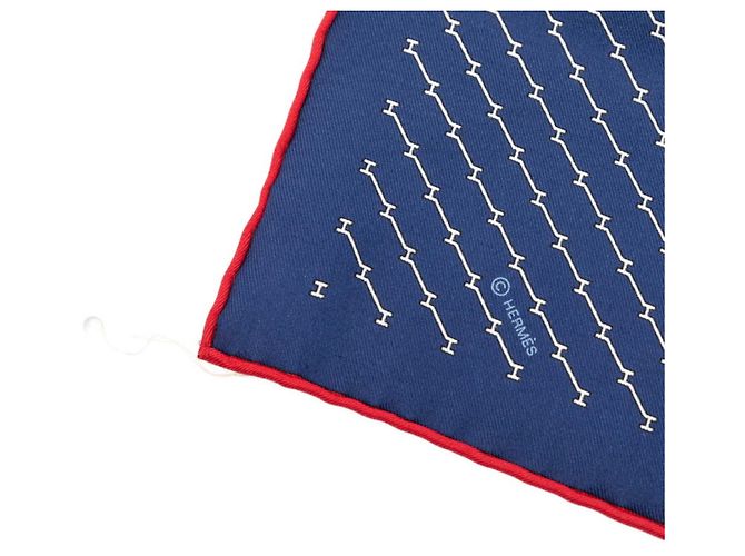 Hermès Foulard Hermes Carre 45 H Geometric Rosso Blu navy - vista 2