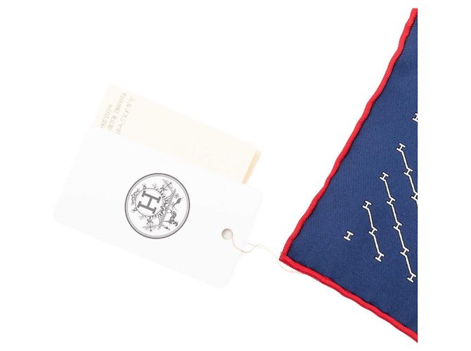 Hermès Foulard Hermes Carre 45 H Geometric Rosso Blu navy - vista 4