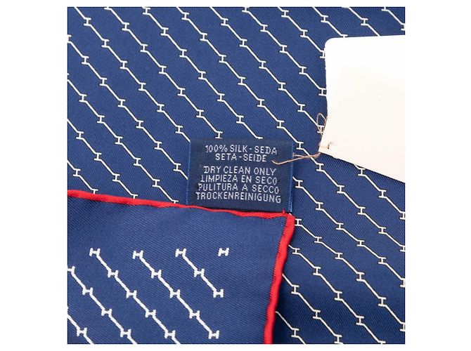 Hermès Foulard Hermes Carre 45 H Geometric Rosso Blu navy - vista 6