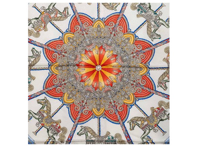 Hermès Hermes Carre 90 Luna Park Amusement Scarf Blu Multicolore - vista 2
