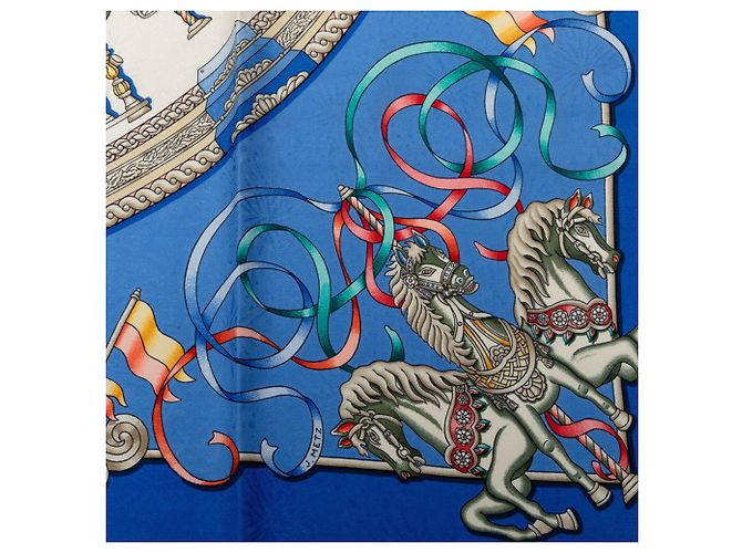 Hermès Hermes Carre 90 Luna Park Amusement Scarf Blu Multicolore - vista 3