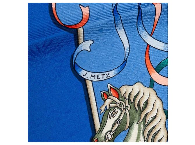 Hermès Hermes Carre 90 Luna Park Amusement Scarf Blu Multicolore - vista 4
