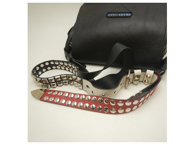 Borsa a tracolla PRADA GRACE LUX 1BD123 Nero Rosso - vista 5