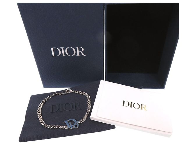 Bracciale con ciondolo in metallo Christian Dior Argento Blu - vista 2