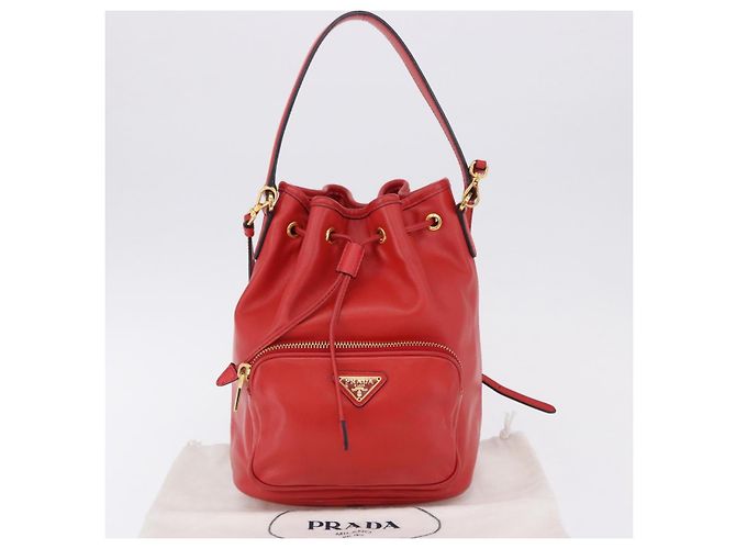 Borsa a mano PRADA in pelle 2way Rossa Oro Auth BA14119V Rosso D'oro - vista 12