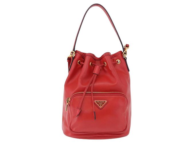 Borsa a mano PRADA in pelle 2way Rossa Oro Auth BA14119V Rosso D'oro - vista 13