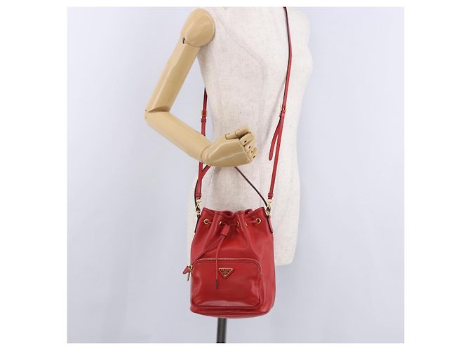 Borsa a mano PRADA in pelle 2way Rossa Oro Auth BA14119V Rosso D'oro - vista 26