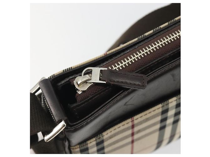 Borsa a tracolla BURBERRY Nova Check Canvas Beige Silver Auth 192504 Argento - vista 10