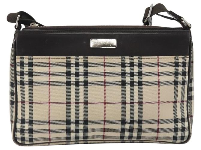 Borsa a tracolla BURBERRY Nova Check Canvas Beige Silver Auth 192504 Argento - vista 13