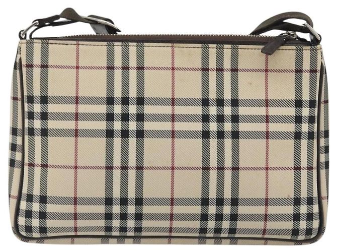 Borsa a tracolla BURBERRY Nova Check Canvas Beige Silver Auth 192504 Argento - vista 2