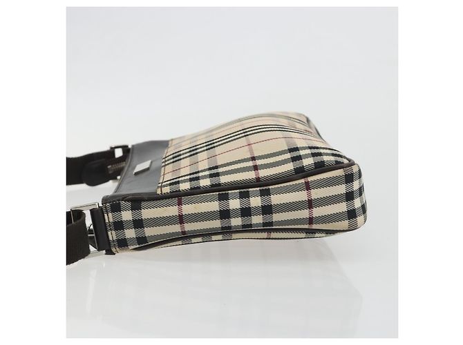 Borsa a tracolla BURBERRY Nova Check Canvas Beige Silver Auth 192504 Argento - vista 4