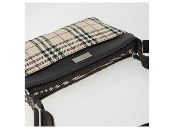 Borsa a tracolla BURBERRY Nova Check Canvas Beige Silver Auth 192504 Argento - vista 6