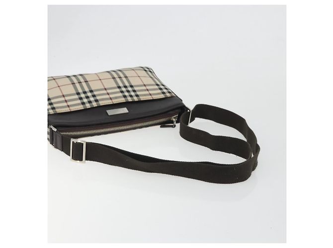 Borsa a tracolla BURBERRY Nova Check Canvas Beige Silver Auth 192504 Argento - vista 7