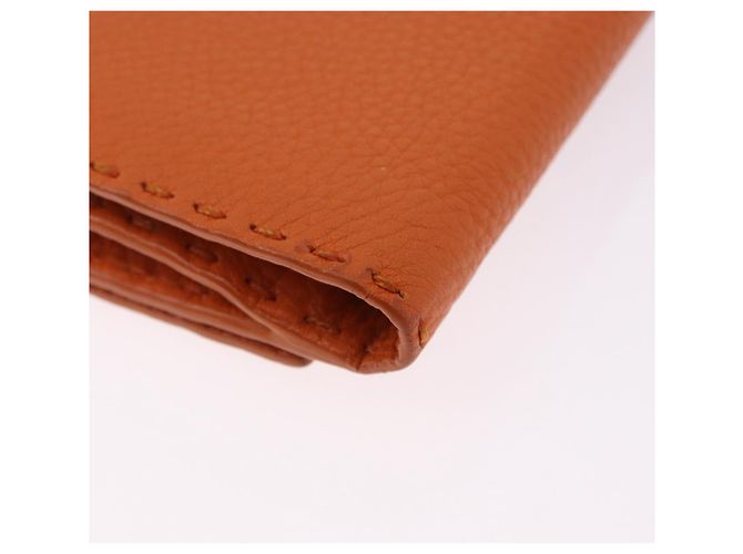 Portafoglio FENDI Celeria in pelle arancione argento Auth 194243A - vista 15